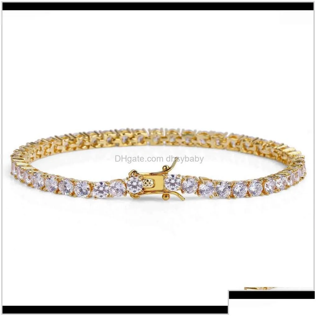 designer mens bracelets hip hop jewelry diamond tennis bracelet iced out hiphop bling bangles luxury charm rapper gold sie