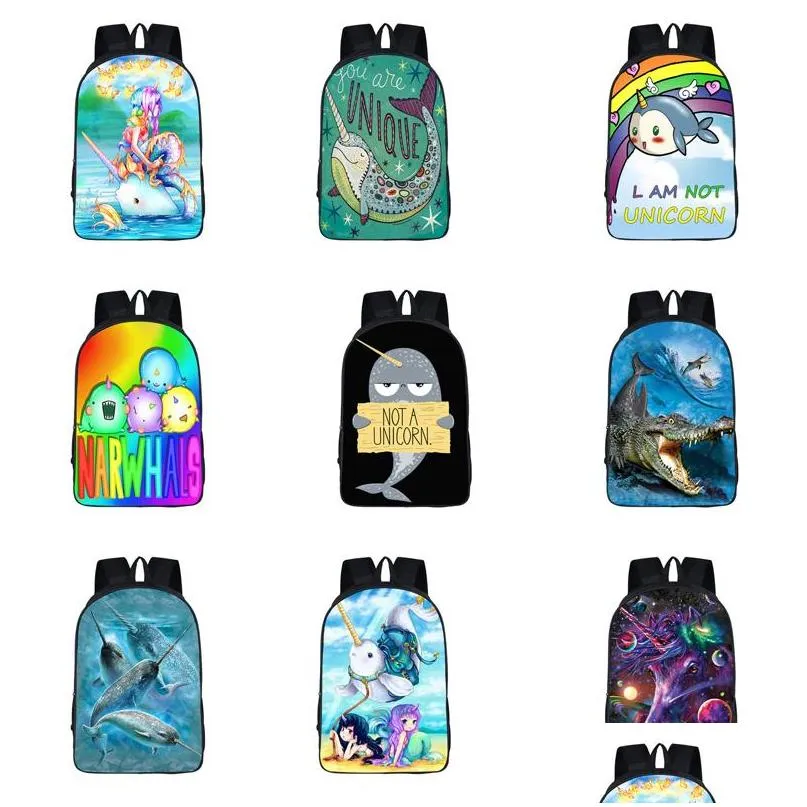 student unicorn mermaid backpack 10 design custom 3d girls backpacks high capacity student schoolbag boy girls unicorn zipper bags 06