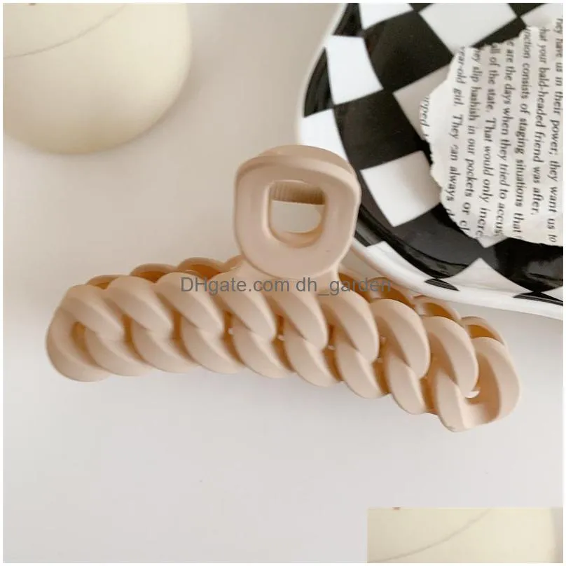 new solid color braided hair clip women summer large hair ponytail holder clamps claw crabs fashion accessories 2154 e3