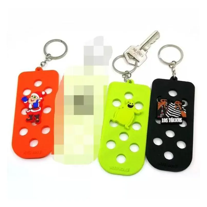2022 style clog keychain holder colorfuls silicone keychain plate for charms women child gift can match shoe flower
