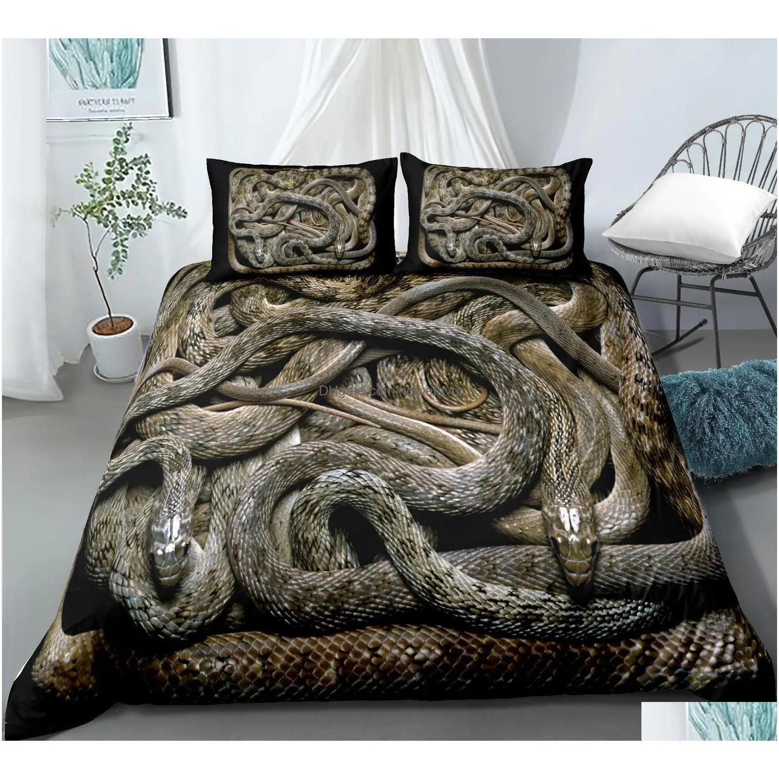 bedding sets 3d snake style bedding set for bedroom soft duvet cover bedspreads for bed linen comefortable quilt and pillowcase 221208