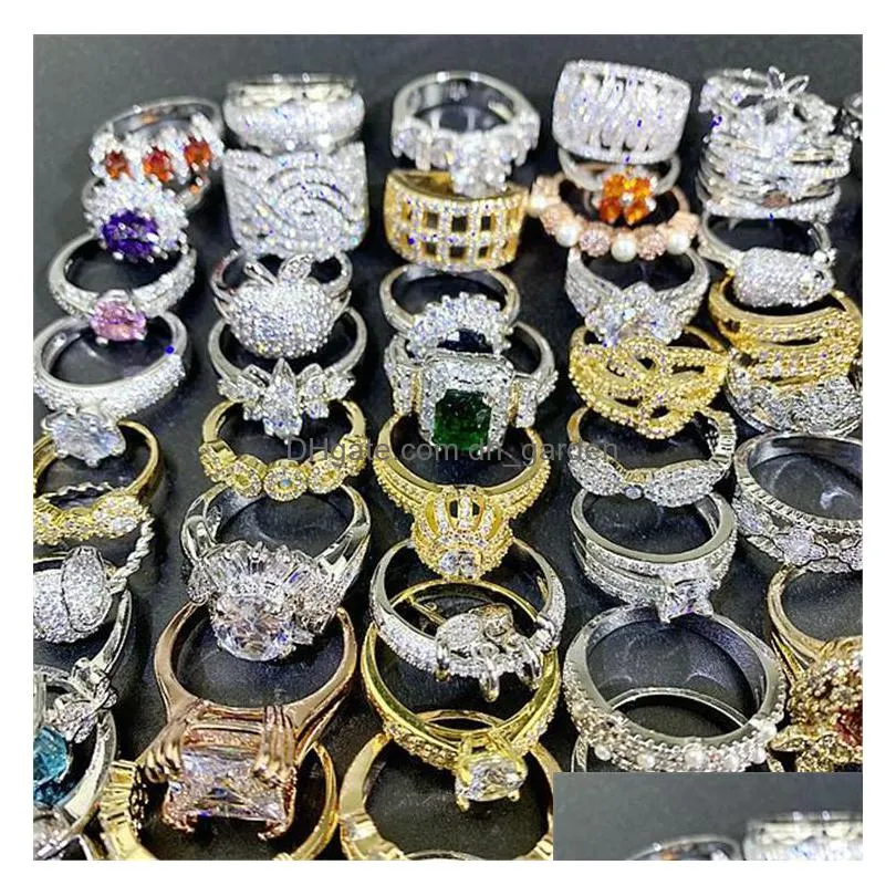 wholesale 25 mixed rings mens and womens fashion diamond rings fashion jewelry valentines day gifts micro inlaid zircon jewelry