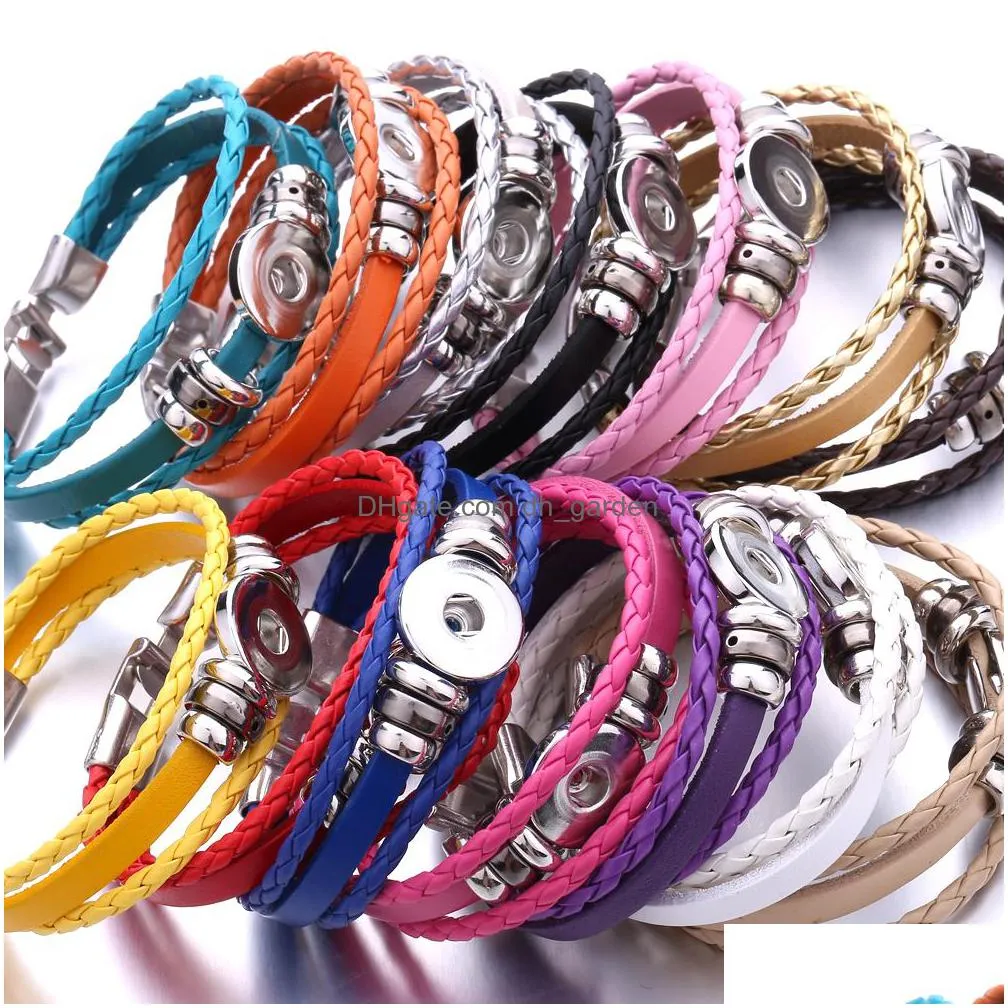 28pcs/lot new handmade print leather bracelets glass snap buttons fashion bracelet bangle for woman men jewelry