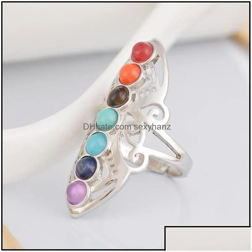 band rings jewelry natural stone alloy men women plate with sier ring colorf energy personality 3 65cz omzcu