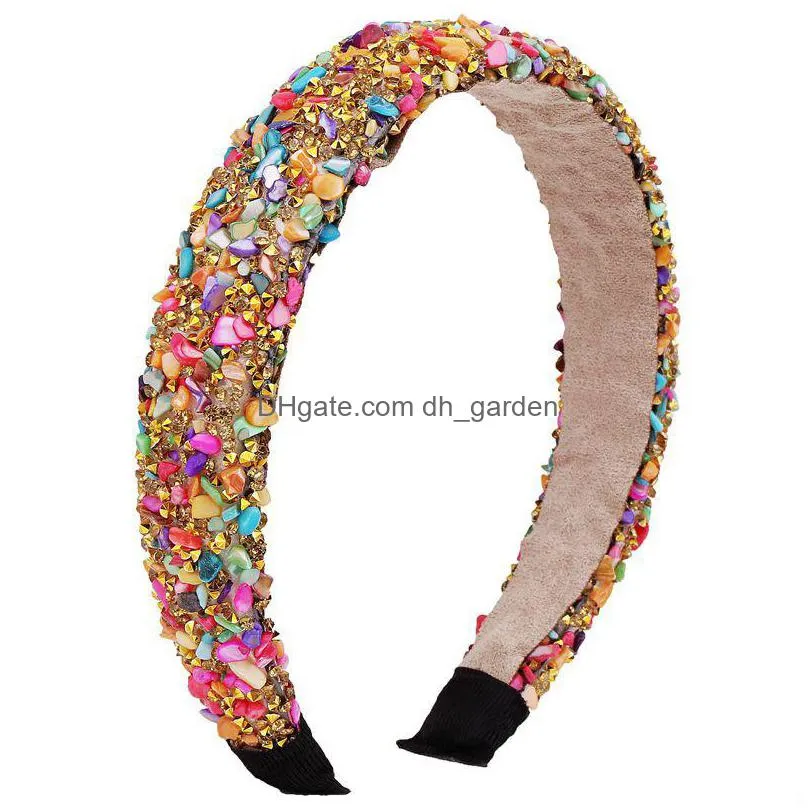 retro hair hoop natural healing crystal stone headband sponge leopard print woman fashion hair band accessories 7 6dx k2b