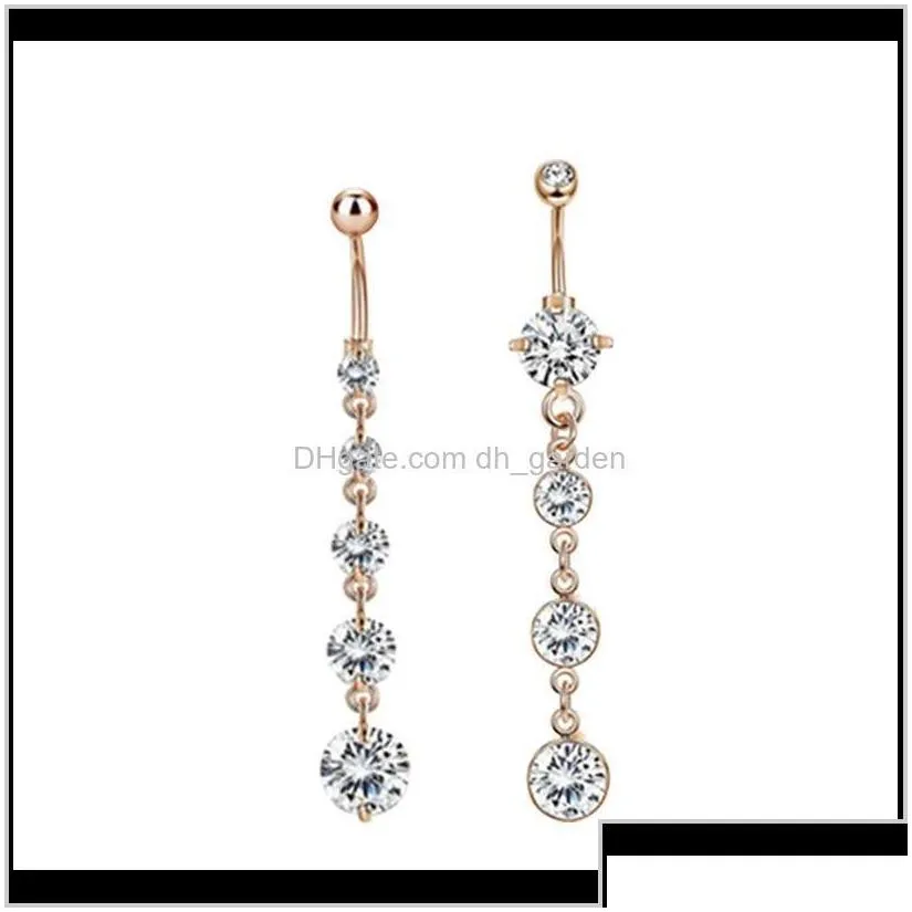 bell sier rose gold 6pcs belly button navel dangle body piercing jewelry accessories charming y rings bar 7cw9x