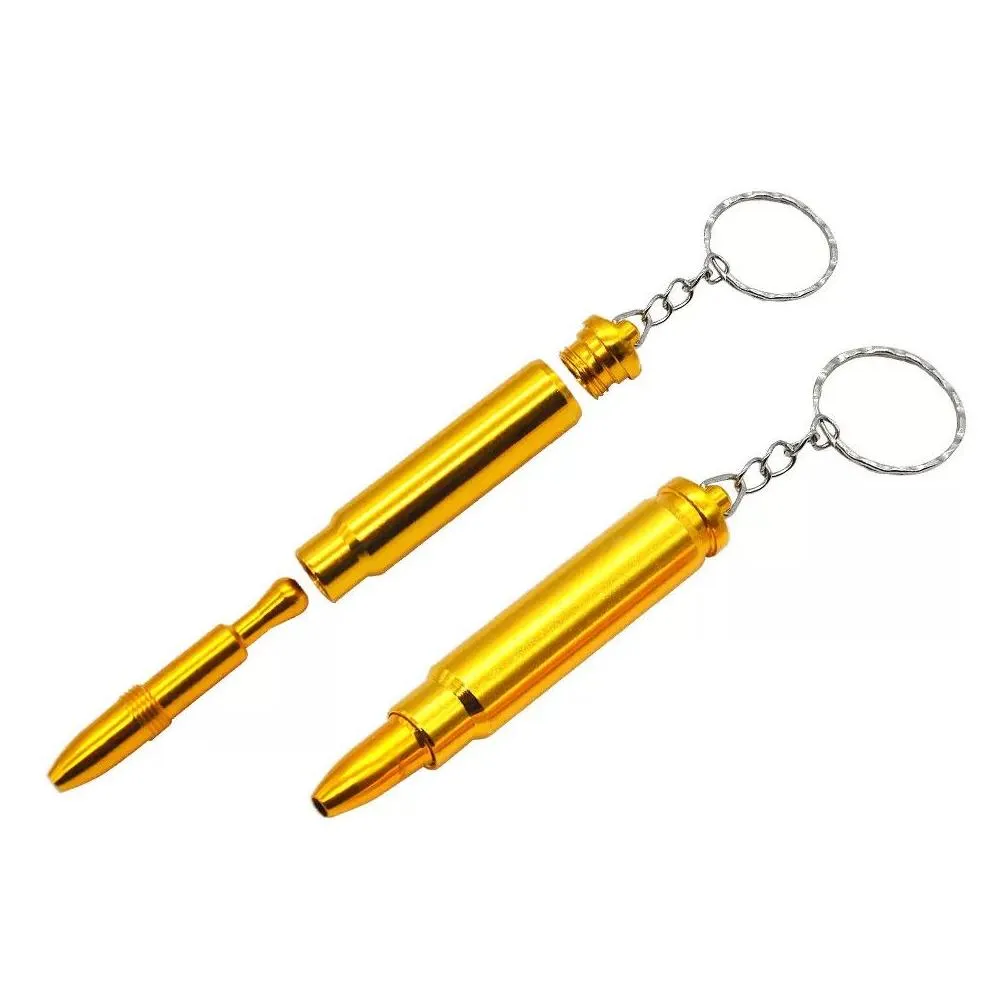 Smoking Pipes Gold Metal Key Chain Smoke Pipe Accessory Smoking Head Gun Pistol Shape Cigarette Pipes Retail/Wholesale Drop Delivery H Dhxbx