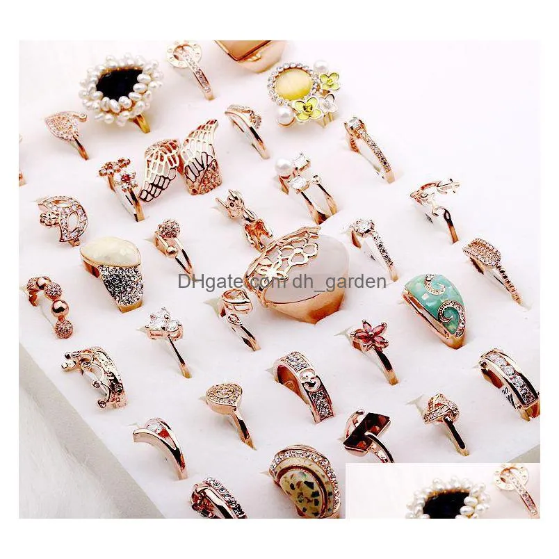 simple temperament slightly inlaid with diamond rings popular gems rhinestones ring accessories mixed batch