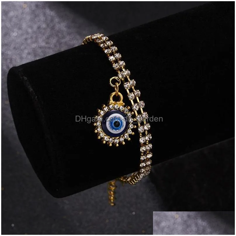 classic turkish evil eye bracelet for women luxury aaa cubic zircon cz hamsa hand charm bracelet trend female party jewelry gift 5633