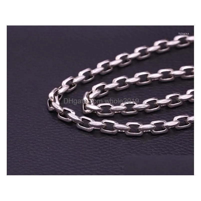 Chains Chains Fashion S925 Sterling Sier Retro Thai Buckle Personalized Men And Women Coarse Necklace Sweater Drop Delivery Jewelry Ne Dhcqh