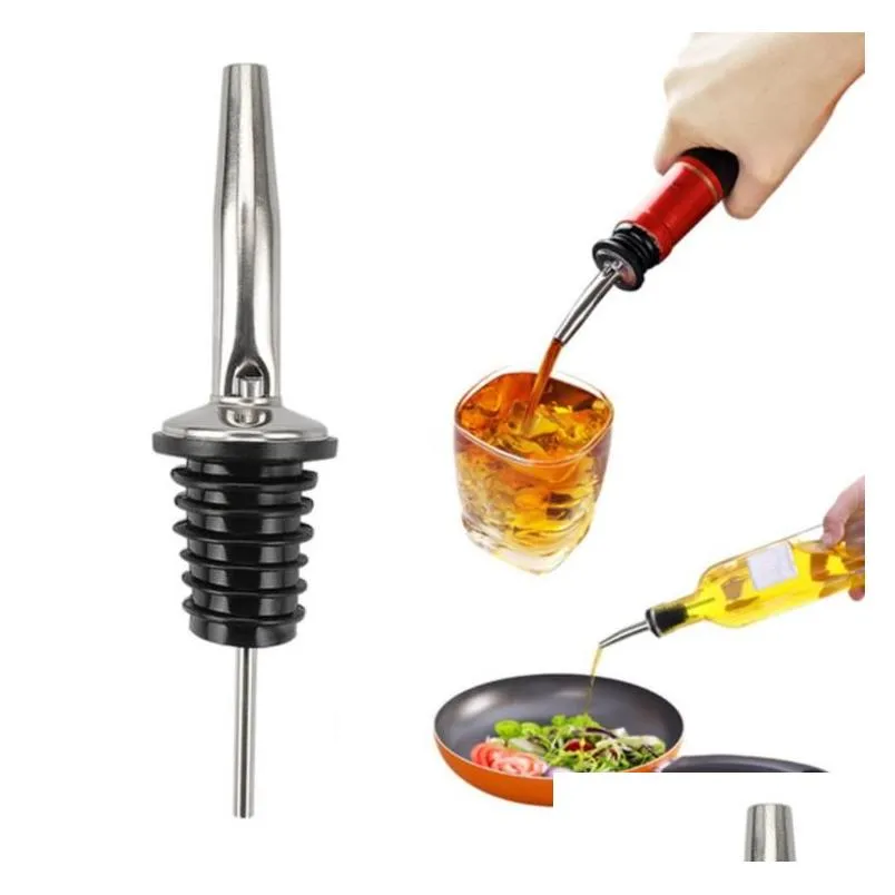 500pcs stainless steel red wine stopper cocktail shaker bar tool bakeware liquor spirit pourer spout with rubber stoppers sn634