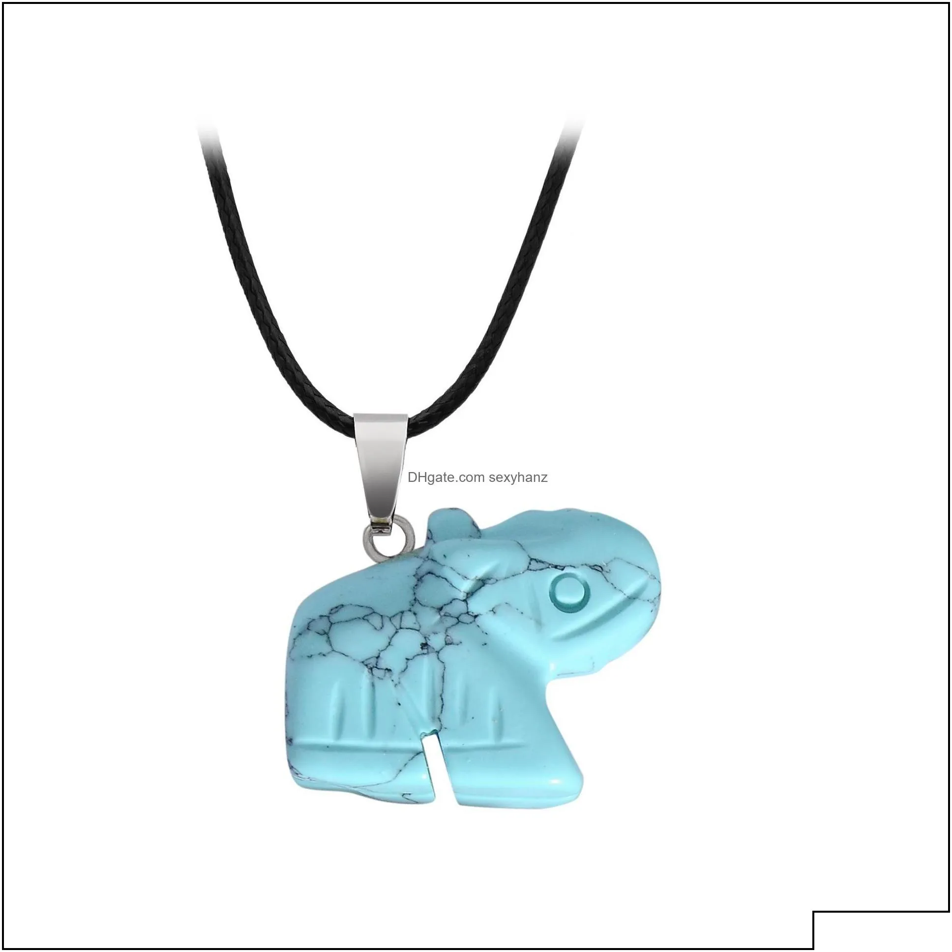 pendant necklaces pendants jewelry fashion natural stone chakra carved elephant rose quartz reiki healing crystal dh86v