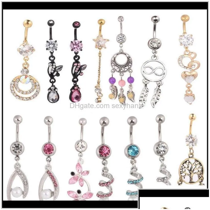 bell rings wholesales 20pcs mix style belly button body piercing dangle navel ring beach jewelry cluic