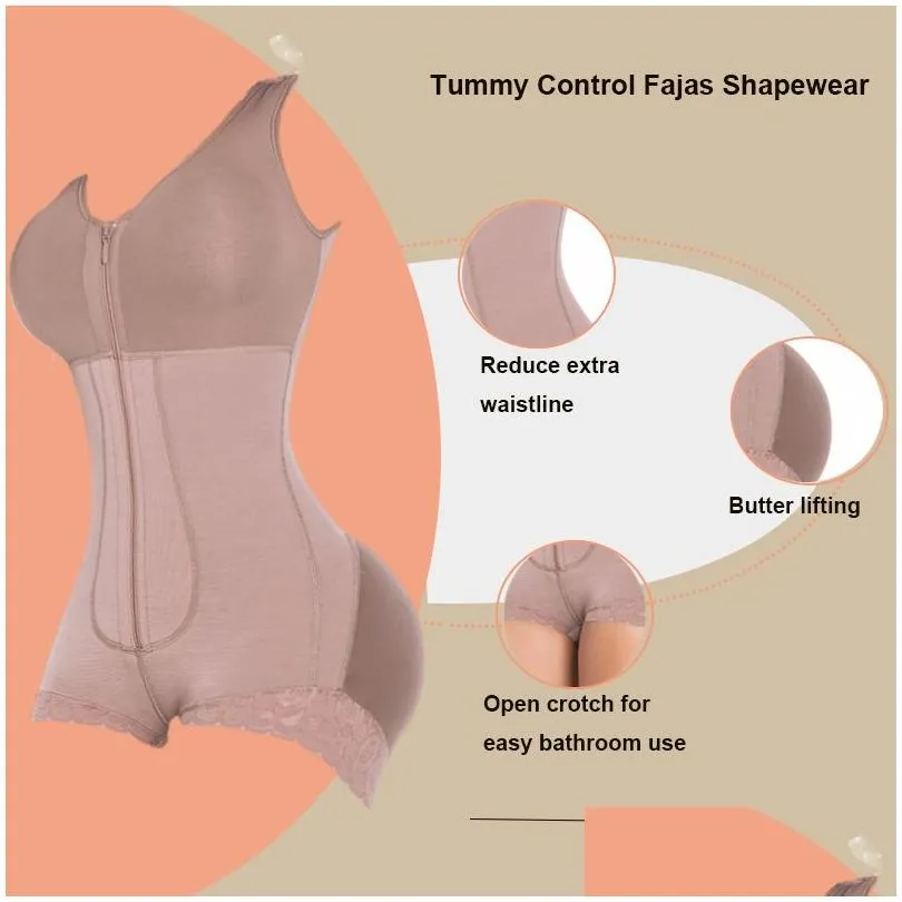 waist tummy shaper full body shapewear women  underwear postpartum tummy control shaper slimming fajas colombianas with zipper