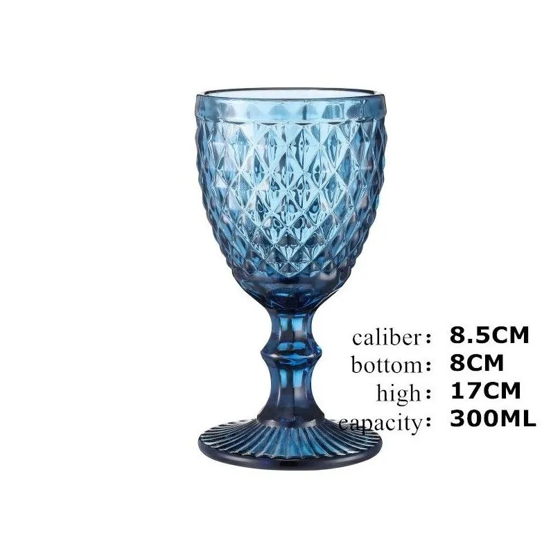 wholesale 240ml 300ml 4colors european style embossed stained glass wine lamp thick goblets dhs