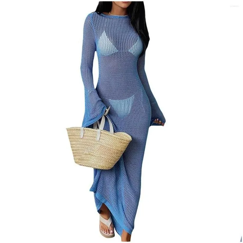 casual dresses womens y2k long sleeve cloghet cover up color block stripe knitted square neck hollow out sweater dress streetwear