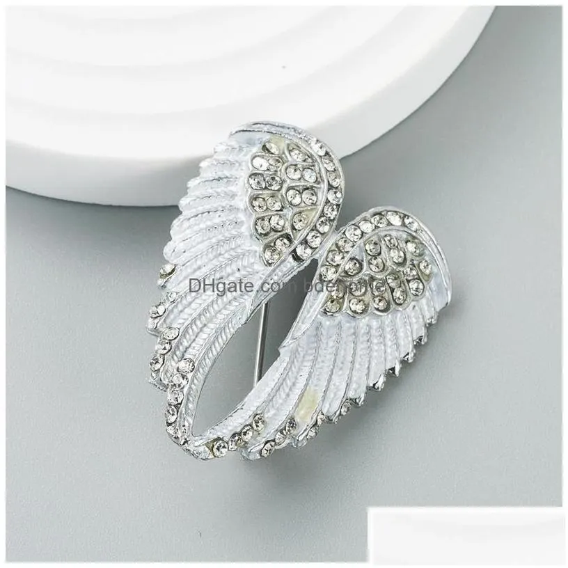 pins brooches fashion jewelry retro angel wing brooch inlaid rhinestone drop delivery dhqig