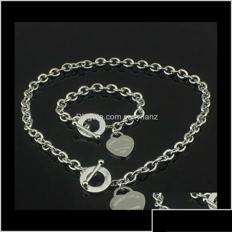 pendants birthday christmas gift 925 sier love necklace bracelet set wedding statement jewelry heart pendant neckla