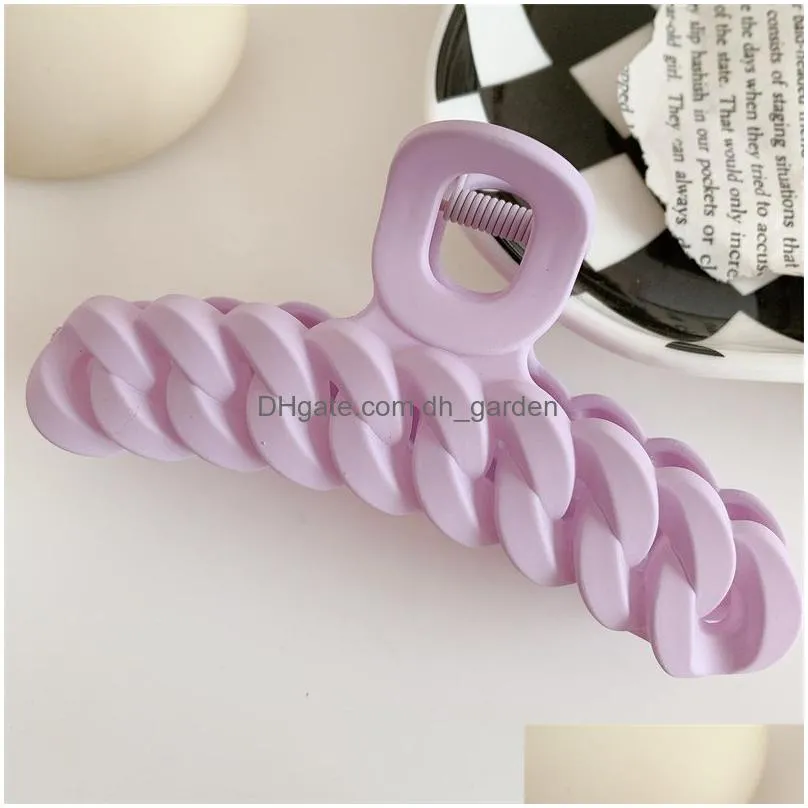 new solid color braided hair clip women summer large hair ponytail holder clamps claw crabs fashion accessories 2154 e3