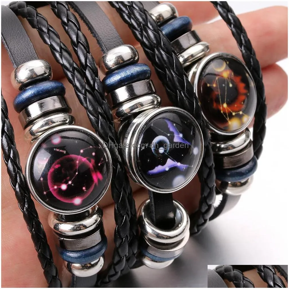 28pcs/lot new handmade print leather bracelets glass snap buttons fashion bracelet bangle for woman men jewelry