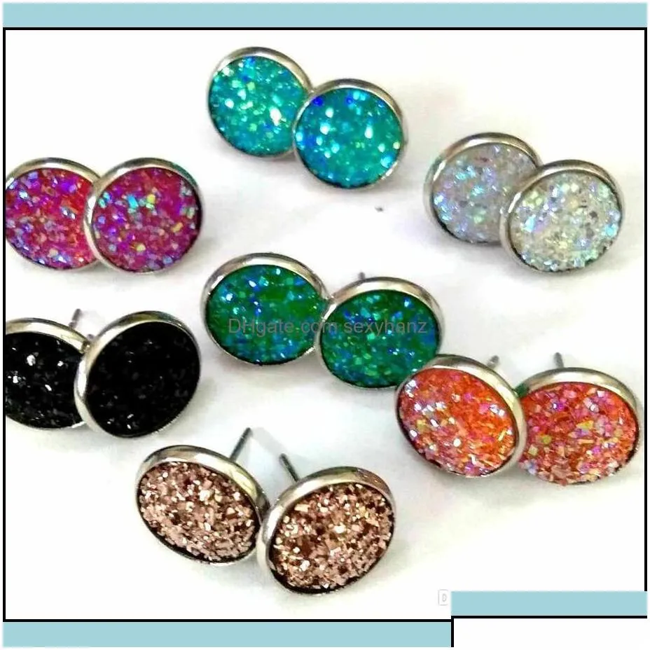 stud earrings jewelry cute colorf druzy eardrop earring mti colors drop delivery 2021 xhucb