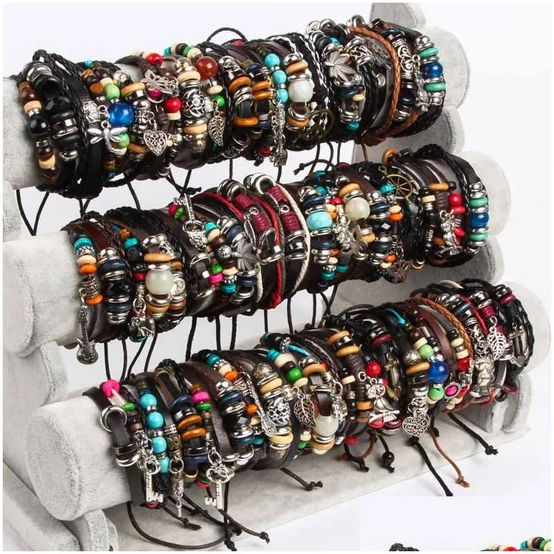 wholesale bulk mix styles metal leather cuff skull punk rock sport bracelets mens womens jewelry party gifts