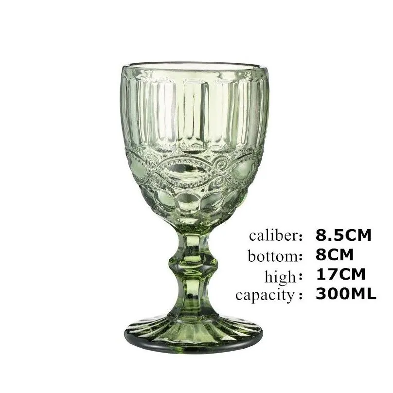 wholesale 240ml 300ml 4colors european style embossed stained glass wine lamp thick goblets dhs