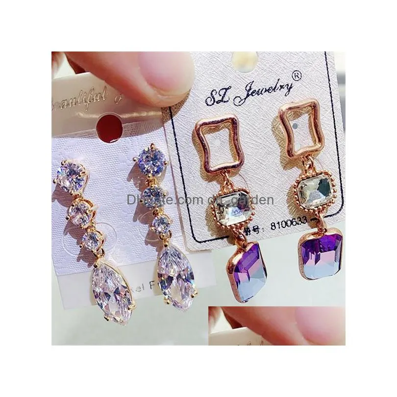 wholesale high quality fashion earrings for women best gift exquisite zircon crystal diamond earrings jewelry mix style