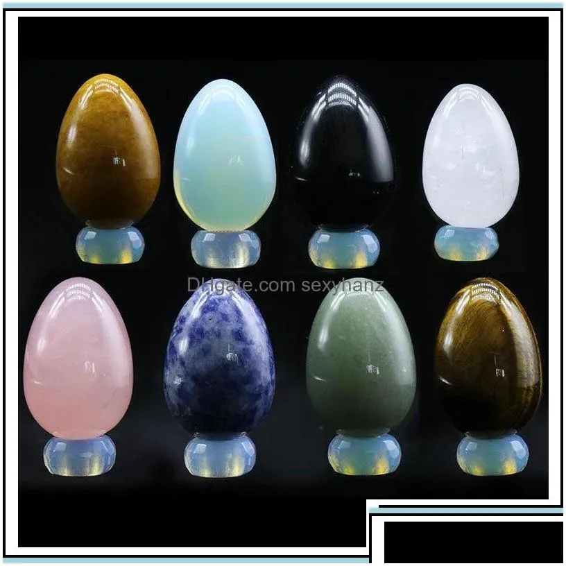 stone loose beads jewelry natural egg shaped 30mm crystal jade tiger eye small rose quartz tigers opal ornaments jewelr dhyk2