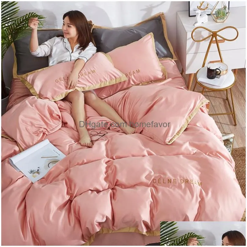 four-piece silk cotton bedding sets king queen size soft printed quilt cover pillow case duvet cover brand bed comforters sets fast