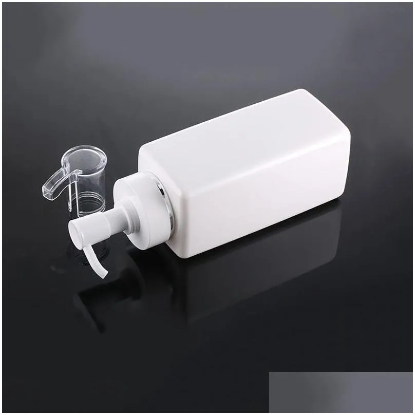 Packing Bottles Wholesale White Pet Square Lotion Pump Bottles Alcohol Gel Disinfectant Shampoo Hand Sanitizer Bottle 100Ml 200Ml 300M Dhce2