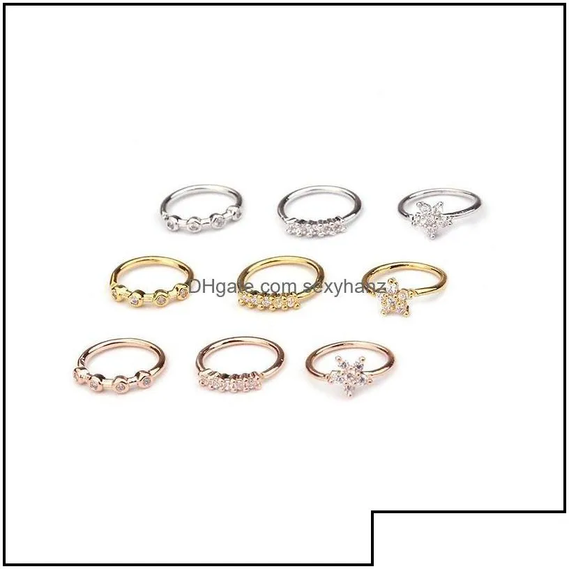 nose rings studs body jewelry sier and gold color 20gx8mm piercing cz hoop nostril ring flower helix cartilage tragus earring 871 r2