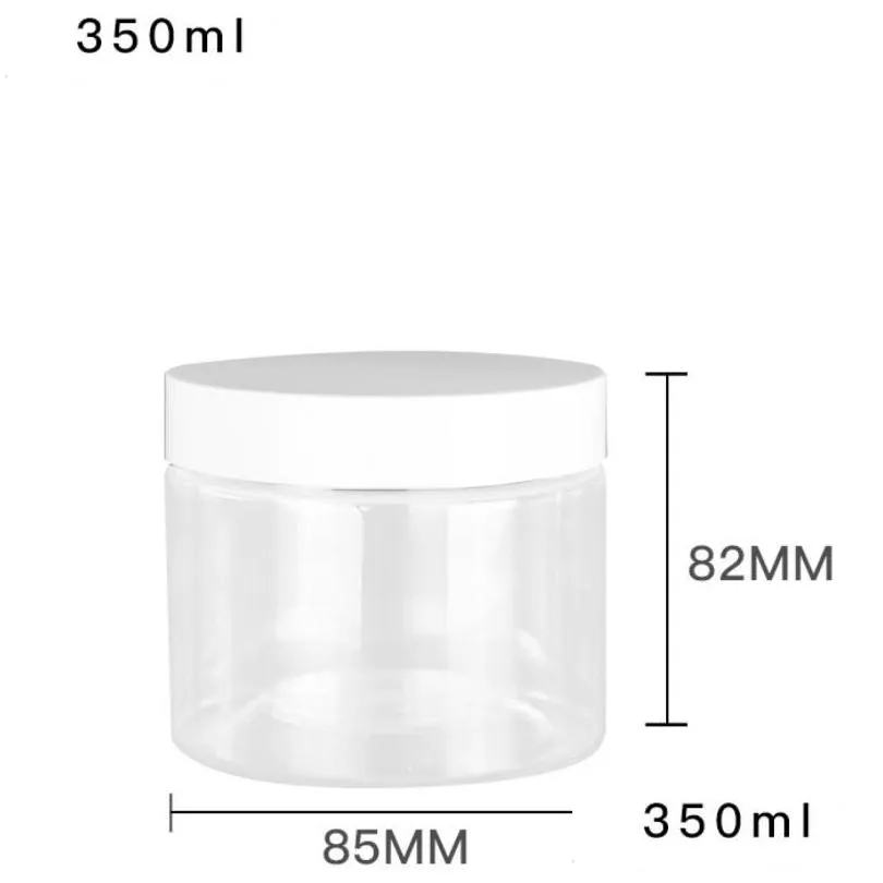 20pcs/lot 250ml 350ml clear plastic body scrub cream jar empty reuse face cosmetic container with lids