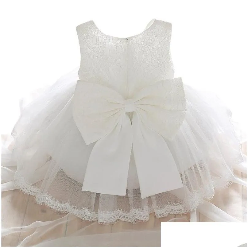 born baby girl dress infant party dresses for girls 1 year birthday dress lace christening gown baby clothing white baptism lj201222