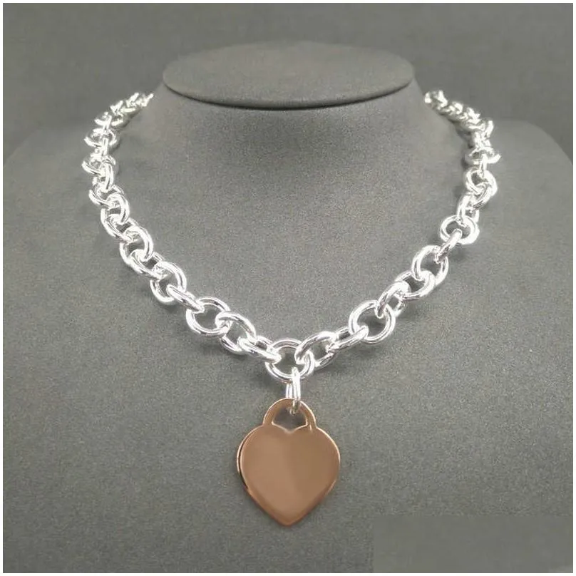 s925 sterling silver necklace for women classic heartshaped pendant charm chain necklaces luxury brand jewelry necklace q0603