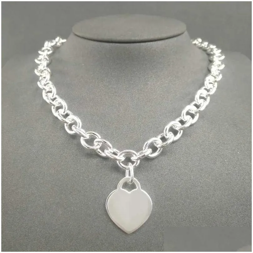 s925 sterling silver necklace for women classic heartshaped pendant charm chain necklaces luxury brand jewelry necklace q0603