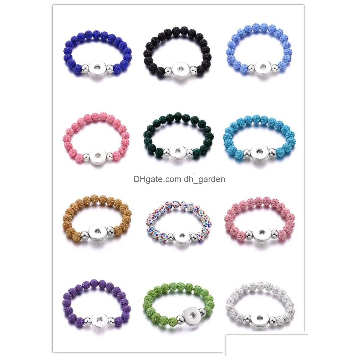 20pcs/lot fashion snap button bracelets rhinestone natural stone jewelry high quality handmade snap button bangles for men women