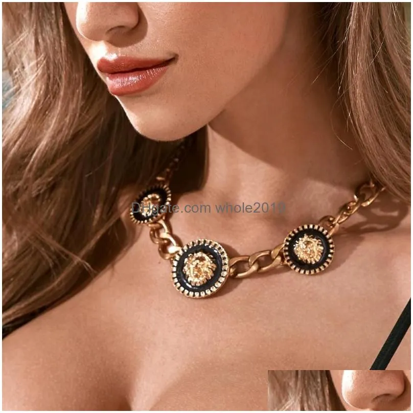Chains Chains Alloy Bohemia Style Necklaces Golden Punk Uni Electroplating Coarse Drop Delivery Jewelry Necklaces Pendants Dh6Tr