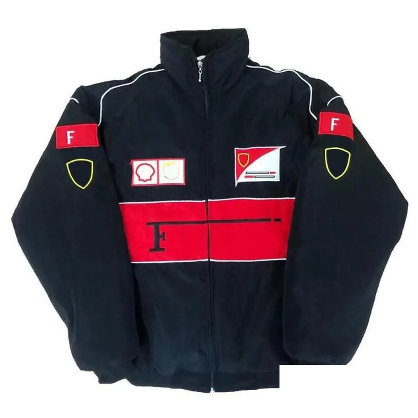 f1 racing jacket full embroidered logo mens and womens racing suits winter warm cotton clothing spot sales