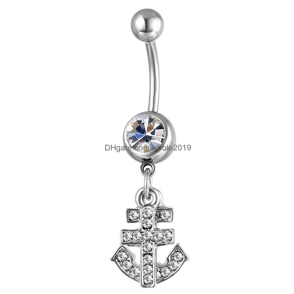 Navel & Bell Button Rings D0503 Heart Stone Belly Navel Button Ring Mix Colors Drop Delivery Jewelry Body Jewelry Dhc7N