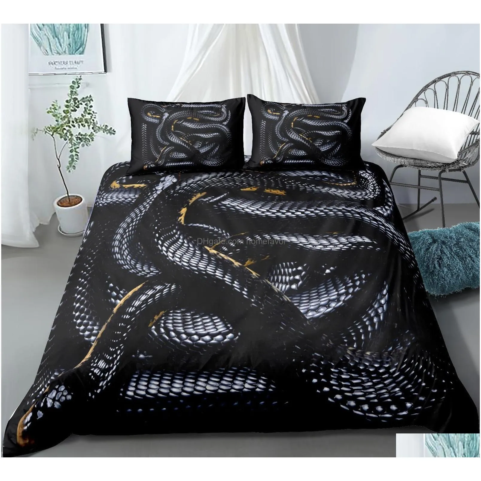 bedding sets 3d snake style bedding set for bedroom soft duvet cover bedspreads for bed linen comefortable quilt and pillowcase 221208