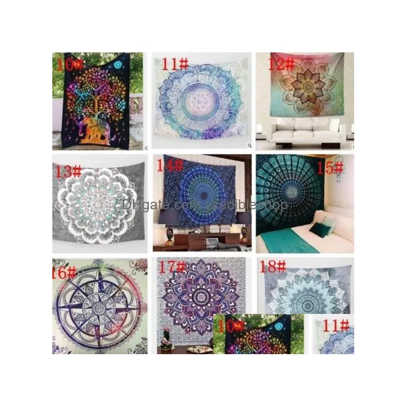 150x130cm polyester bohemian tapestry mandala beach towels hippie throw yoga mat towel indian polyesters wall hanging decor 44 design