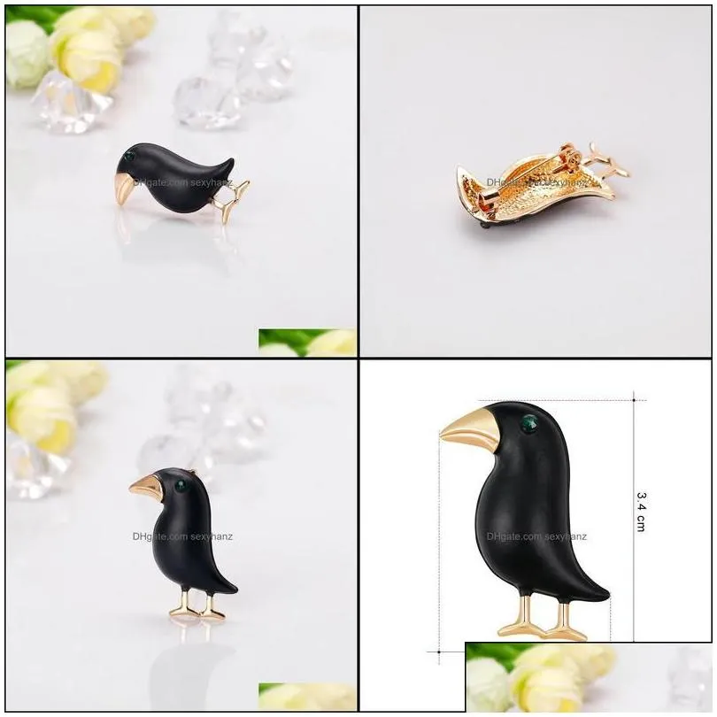 pins brooches jewelry crow brooch black paint bird enamel for men women suits dress hat collar pins animal gifts drop delivery 2021 u