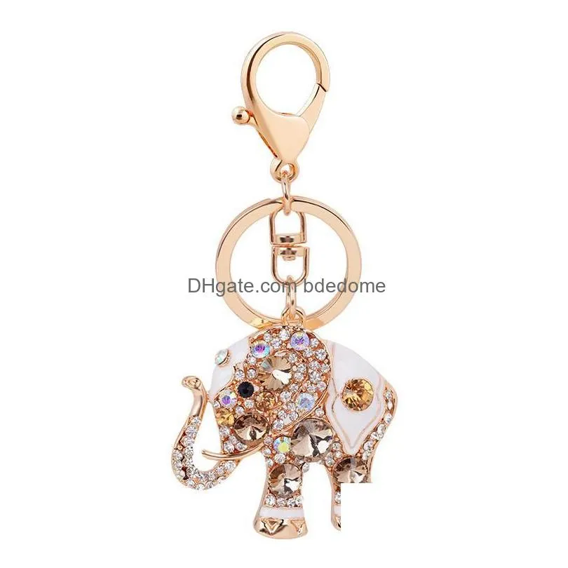 Colorf Cute Elephant Keychain Key Chain Ring Holder Porte Clef Gift Men Women Souvenirs Bag Pendant Car Drop Delivery Dhv6R