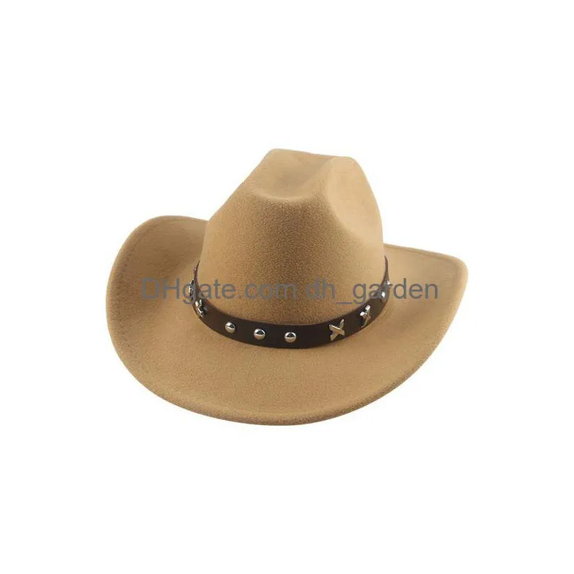 Wide Brim Hats  Hat Fedora Hats For Women Man Western Cowgirl Panama Casual Solid Belt Band Wide Brim Sombrero Hombre Dhgarden Dhbwi