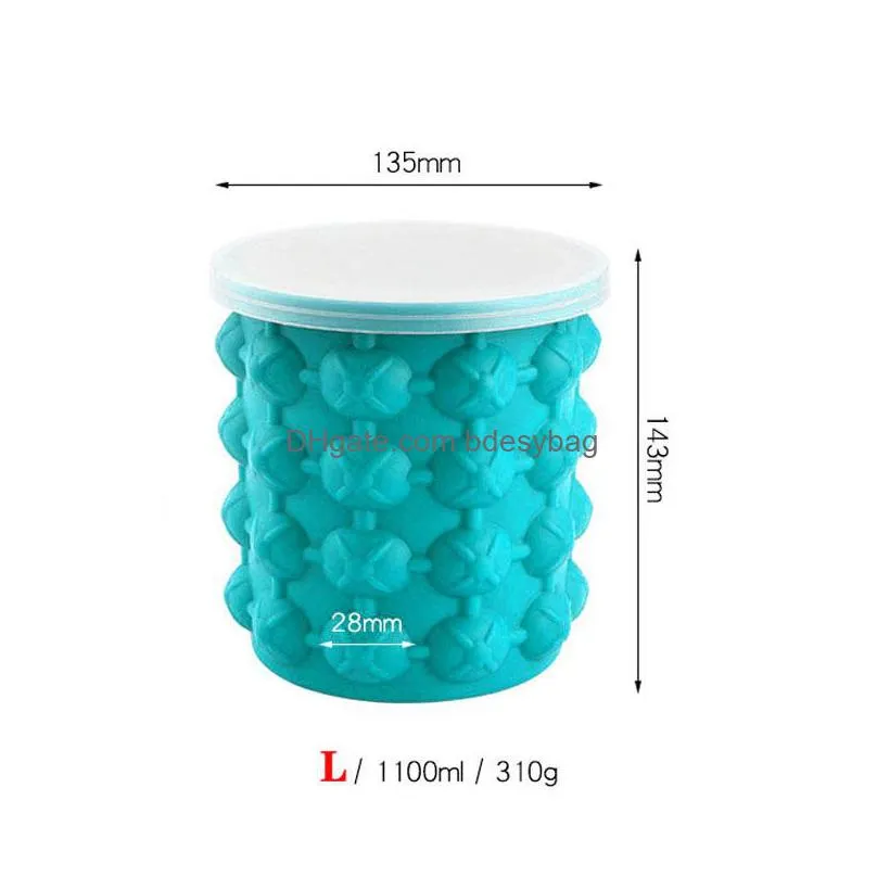 silicone ice cube tools maker ice mold tray with lid portable bucket wine cooler beer cabinet kitchen party beverage whiskey