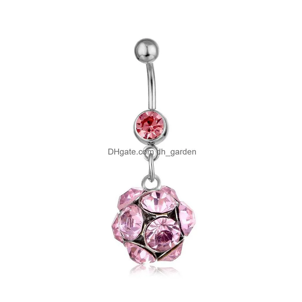 d0153 jewelry ball stone belly navel button ring mix colors