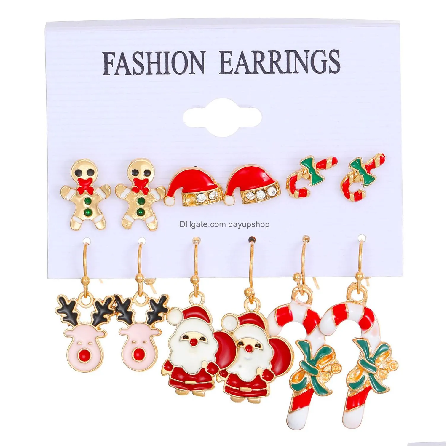 9 Styles Stylish Christmas Earrings Set Snowman Snowflake Elk Tree For Holiday Drop Delivery Dh6Rm