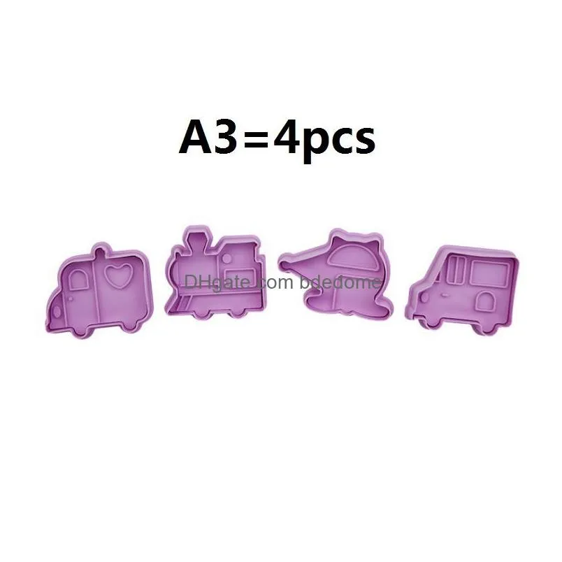 48 Style 1Setis4Pcs 3D Plastic Pp Christmas Cutter Spring Pressing Mod Cake Decorating Tools Biscuits Mold Drop Delivery Dhwjr