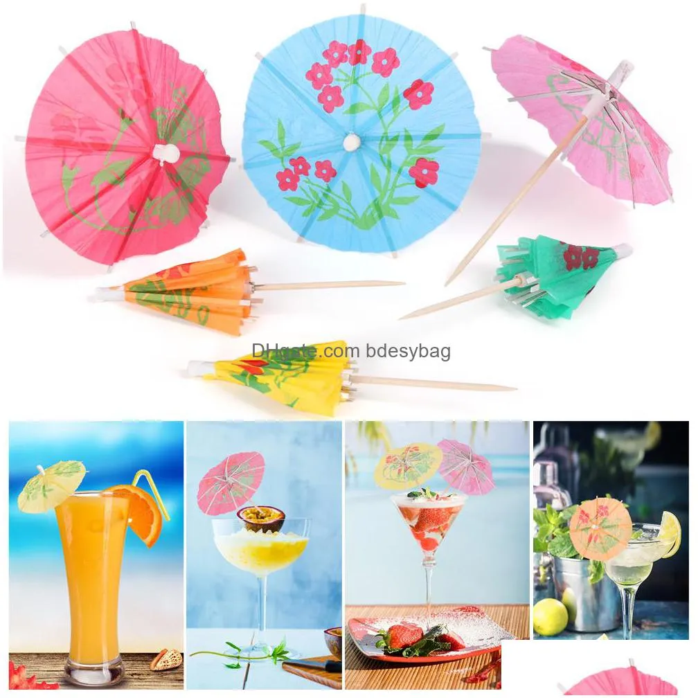 paper drink cocktail parasols umbrellas luau sticks tropical hawaiian party wedding paper umbrella decoration bar decor